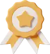 Reward badge with star and two ribbons